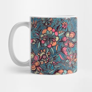 Sweet Spring Floral - soft indigo & candy pastels Mug